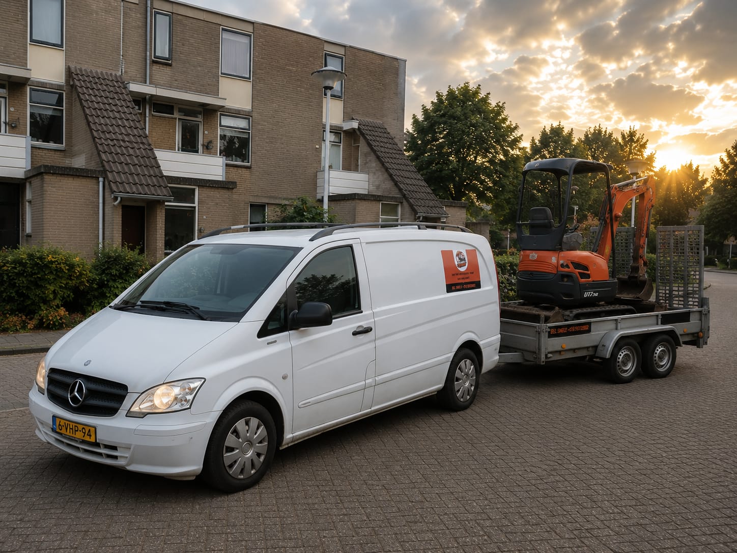 Bedrijfswagen en minigraver van Rioolservice Speedy